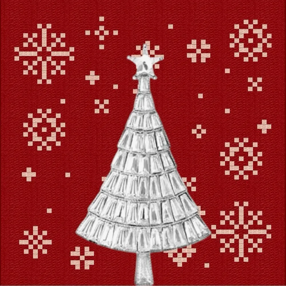 SILVERTONE CLEAR RHINESTONE CHRISTMAS TREE BROOCH